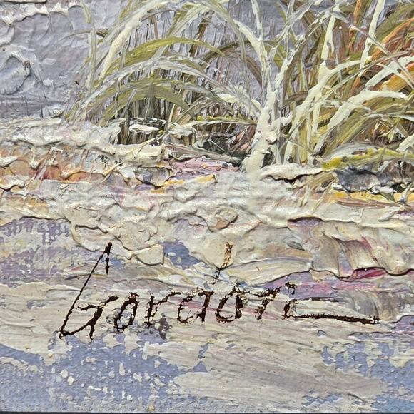 Original Oil Painting Beach Lighthouse Signed Gordon 8' x 10' Wooden Art - Picture 4 of 12